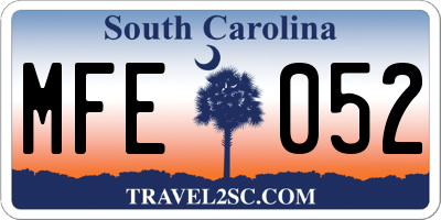 SC license plate MFE052