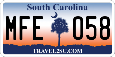 SC license plate MFE058