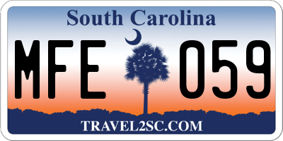 SC license plate MFE059
