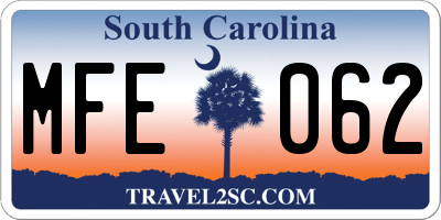 SC license plate MFE062