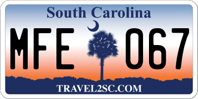 SC license plate MFE067