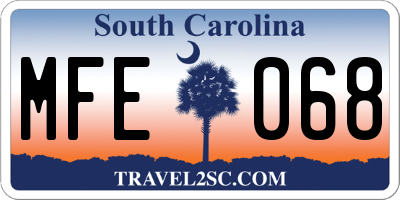 SC license plate MFE068