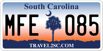 SC license plate MFE085
