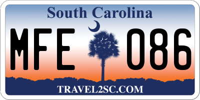 SC license plate MFE086
