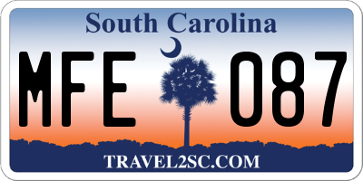 SC license plate MFE087
