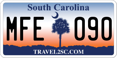 SC license plate MFE090