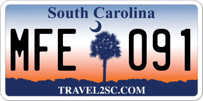 SC license plate MFE091
