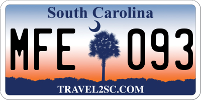 SC license plate MFE093