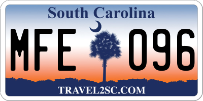 SC license plate MFE096