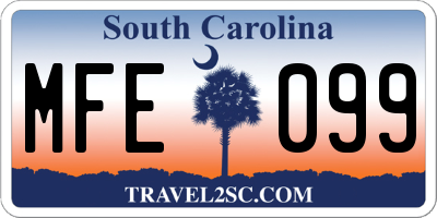 SC license plate MFE099