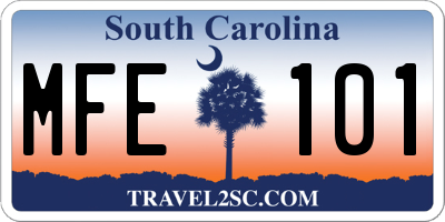 SC license plate MFE101