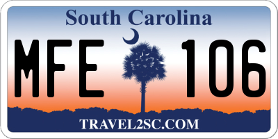 SC license plate MFE106