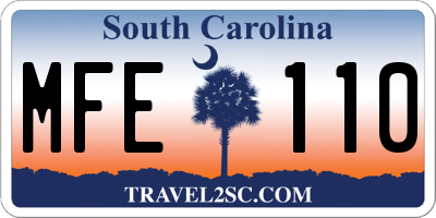 SC license plate MFE110