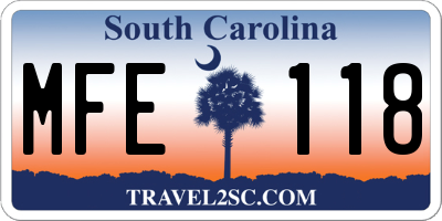 SC license plate MFE118