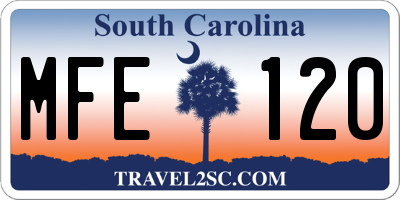 SC license plate MFE120