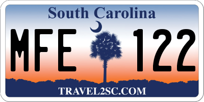 SC license plate MFE122