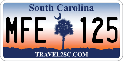 SC license plate MFE125