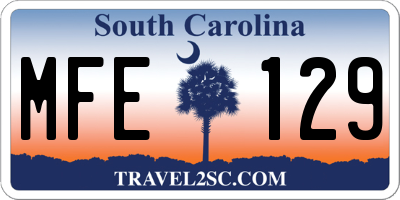 SC license plate MFE129