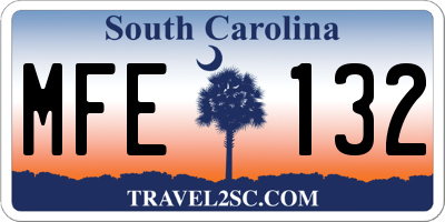 SC license plate MFE132