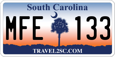 SC license plate MFE133