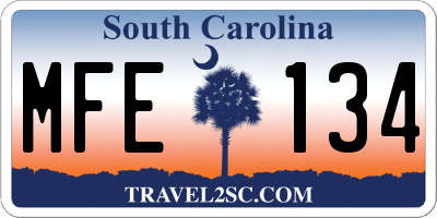 SC license plate MFE134