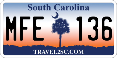 SC license plate MFE136