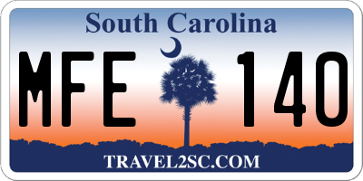 SC license plate MFE140