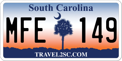 SC license plate MFE149