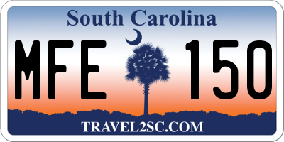 SC license plate MFE150