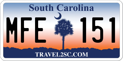 SC license plate MFE151