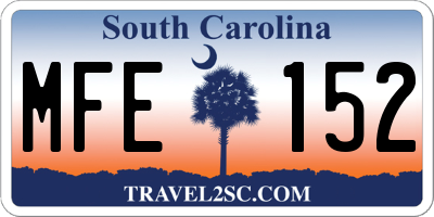 SC license plate MFE152