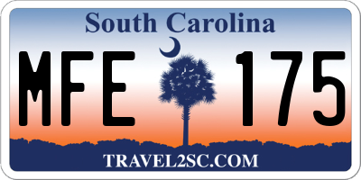 SC license plate MFE175