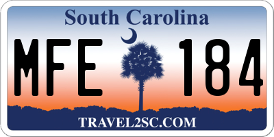 SC license plate MFE184