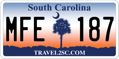 SC license plate MFE187