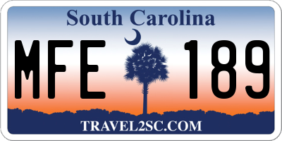 SC license plate MFE189