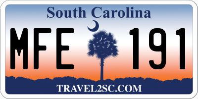 SC license plate MFE191