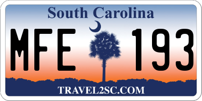 SC license plate MFE193
