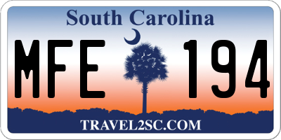 SC license plate MFE194