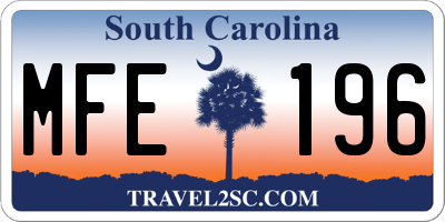 SC license plate MFE196