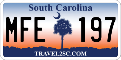 SC license plate MFE197