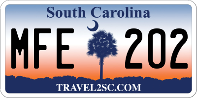 SC license plate MFE202