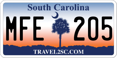 SC license plate MFE205