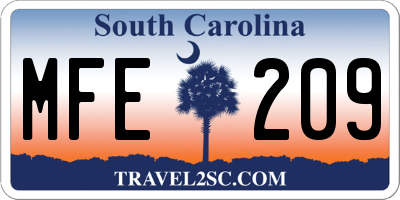 SC license plate MFE209