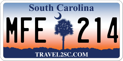 SC license plate MFE214
