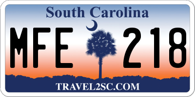 SC license plate MFE218