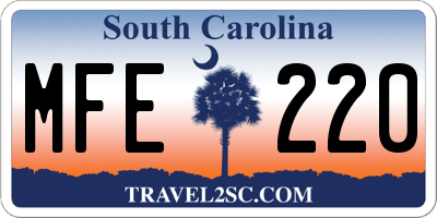 SC license plate MFE220