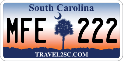 SC license plate MFE222