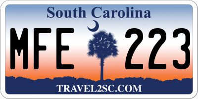 SC license plate MFE223