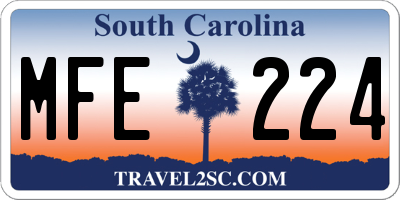 SC license plate MFE224