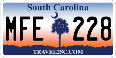 SC license plate MFE228